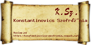 Konstantinovics Szofrónia névjegykártya
